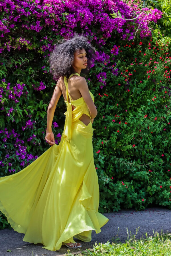 Robe Longue de Soirée Jaune Éclatant – Image 4